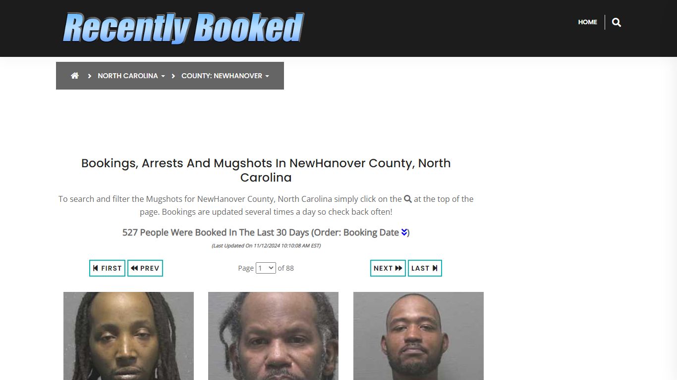 Bookings, Arrests and Mugshots in NewHanover County, North Carolina