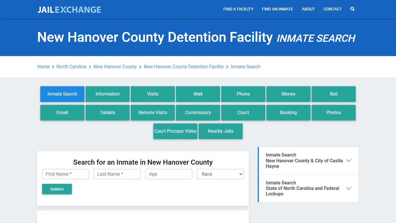 New Hanover County Detention Facility Inmate Search - Jail Exchange